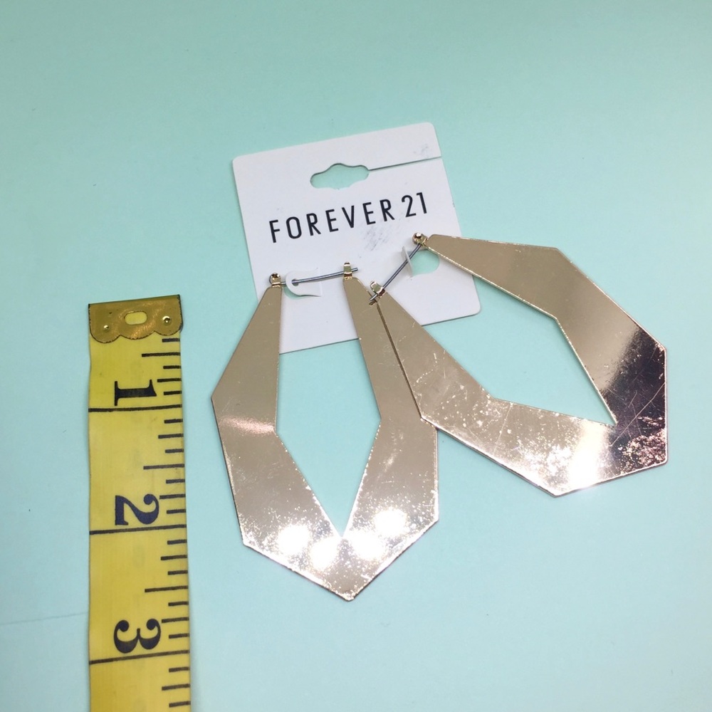 NWT Forever 21 Golden Hoop Earrings - Picture 4 of 4